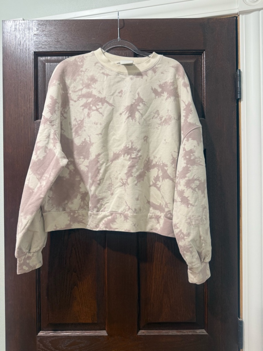 Varley Pink and Cream Tie-Dye Crewneck Sweatshirt